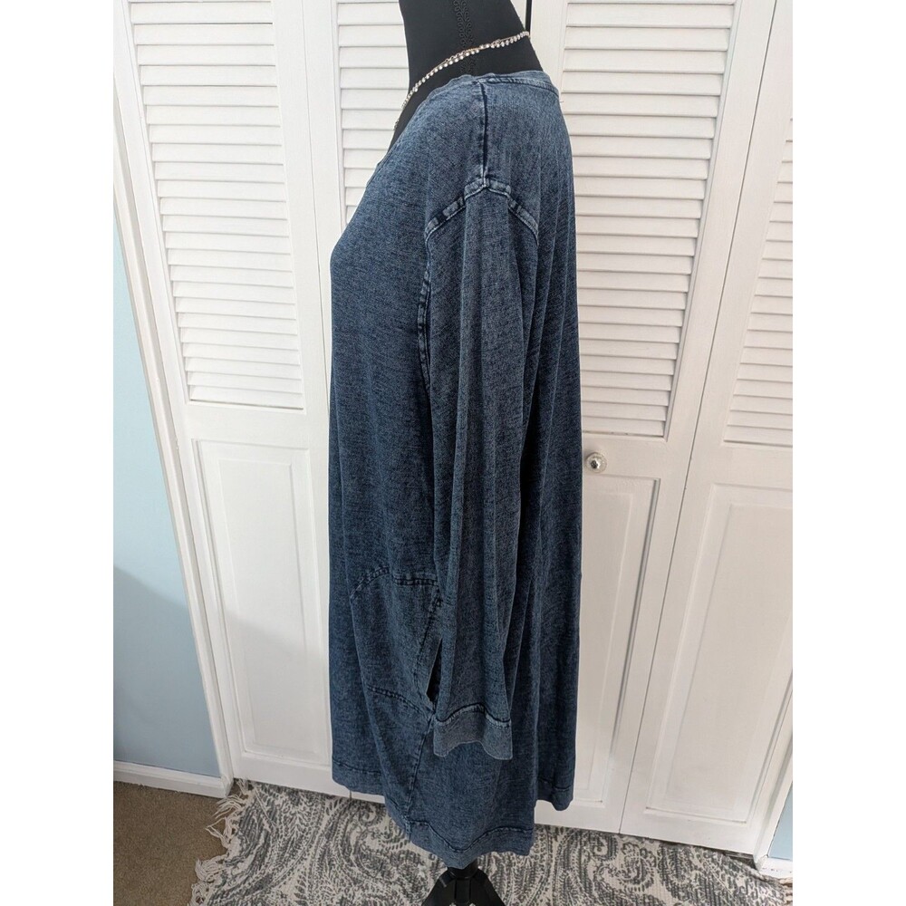 Jane & Delancey Boutique Dress 2X Blue Denim Look Knit Stretch Casualcore Comfy - Picture 7 of 11